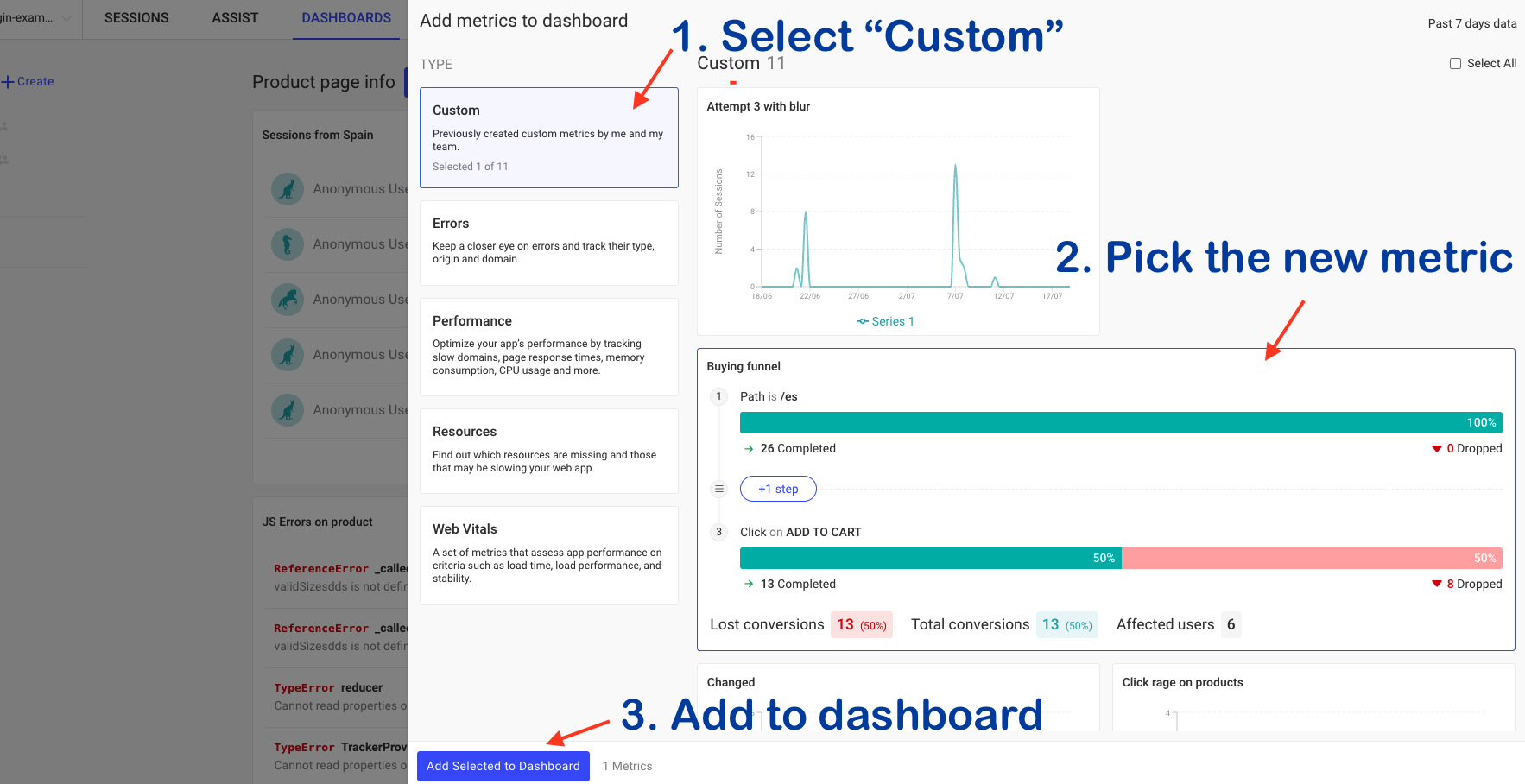 Adding the metric to the dashboard