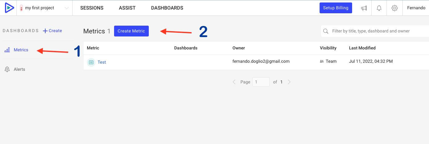 Creating a custom metric