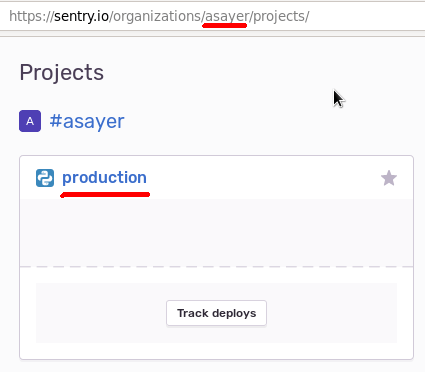 Projects Page in Sentry